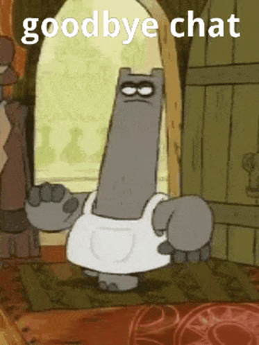 A Cartoon Character Says Goodbye Chat In Front Of An Archway GIF