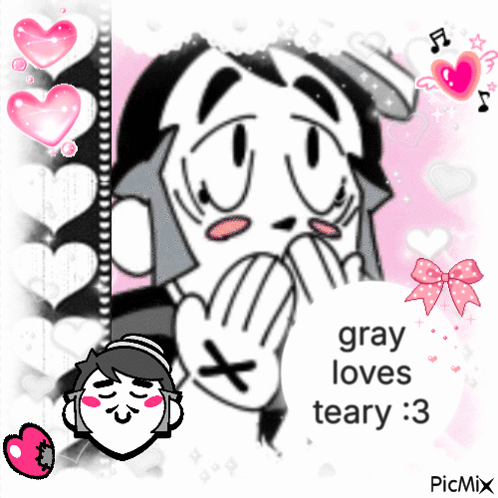 A Cartoon Character Says Gray Loves Teary : 3 GIF