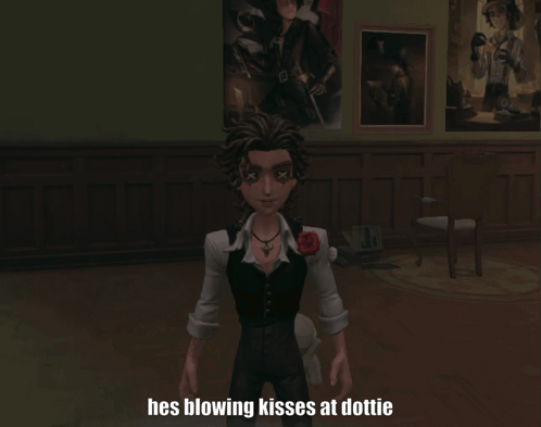 A Cartoon Character Says He Is Blowing Kisses At A Dottie GIF