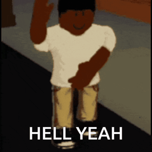 A Cartoon Character Says Hell Yeah On The Bottom GIF