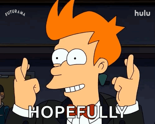 A Cartoon Character Says Hopefully In Front Of A Hulu Logo GIF