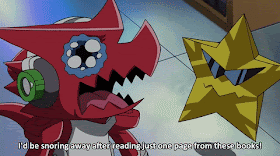 A Cartoon Character Says " I D Be Snoring Away After Reading Just One Page From These Books " GIF