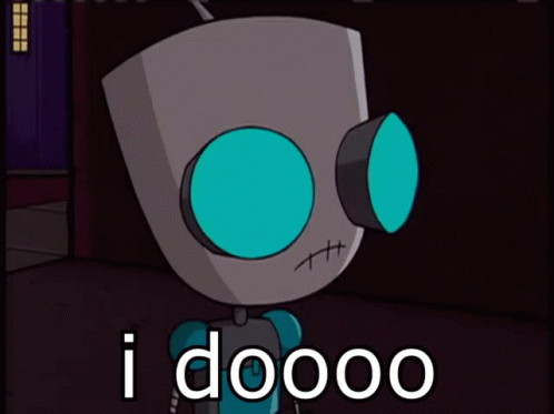 A Cartoon Character Says I Dooooo In Front Of A Dark Background GIF