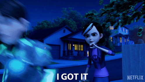 A Cartoon Character Says " I Got It " In Front Of A Netflix Logo GIF
