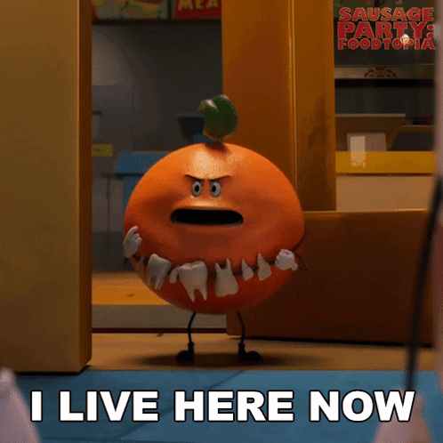 A Cartoon Character Says I Live Here Now GIF