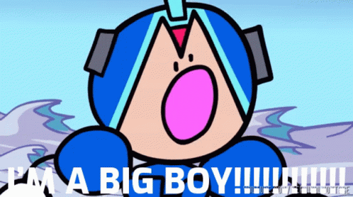 a cartoon character says " i 'm a big boy !!! "