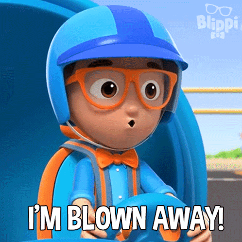A Cartoon Character Says " I 'M Blown Away " GIF