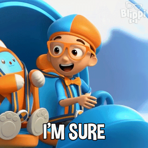 A Cartoon Character Says I 'M Sure While Riding A Roller Coaster . GIF
