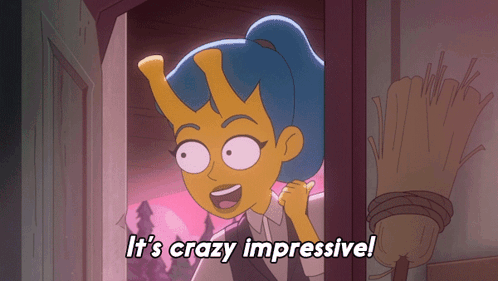 A Cartoon Character Says " It 'S Crazy Impressive " In A Doorway GIF