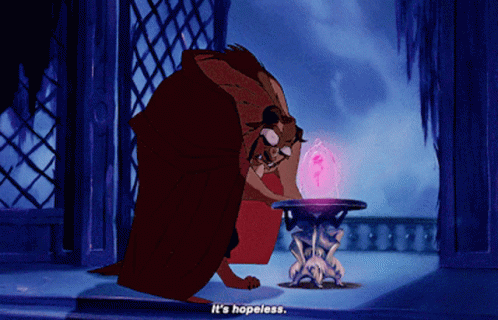 A Cartoon Character Says It 'S Hopeless While Looking At Something GIF