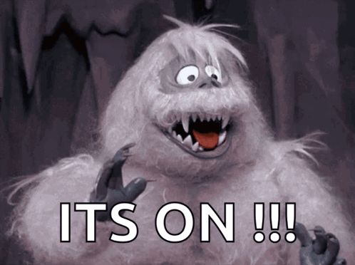 A Cartoon Character Says It 'S On With A Purple Background GIF