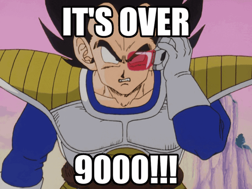 A Cartoon Character Says It 'S Over 9000 !! GIF