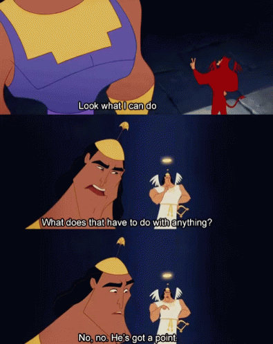 A Cartoon Character Says Look What I Can Do What Does That Have To Do With Anything And No No He 'S Got A Point GIF