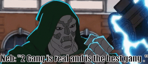 A Cartoon Character Says " Neb " 2 Gang Is Real And Is The Best Gang " " GIF