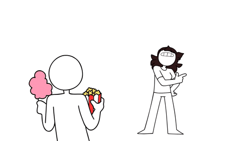 A Cartoon Character Says Nope While Holding A Can Of Popcorn GIF