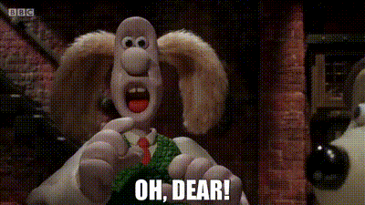 A Cartoon Character Says " Oh Dear " While Holding Something In His Hand GIF