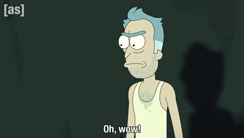 A Cartoon Character Says Oh Wow In Front Of A Dark Background GIF