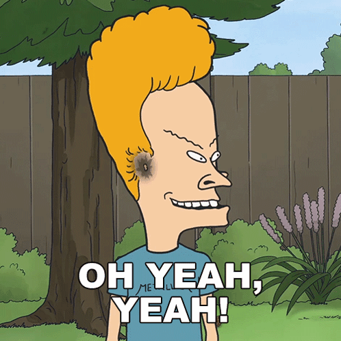 A Cartoon Character Says Oh Yeah Yeah With A Tree In The Background GIF
