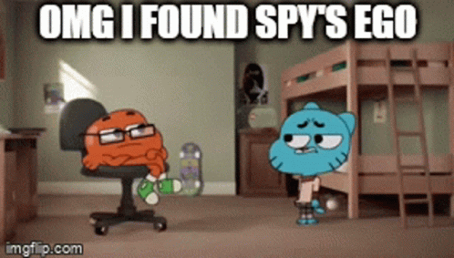 A Cartoon Character Says Omg I Found Spy 'S Ego In A Room GIF