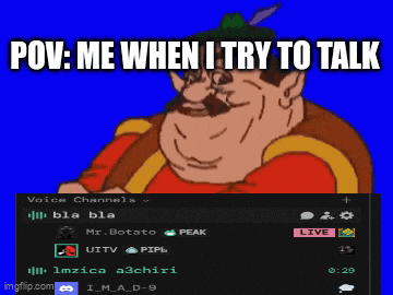 A Cartoon Character Says Pov Me When I Try To Talk On A Screen GIF