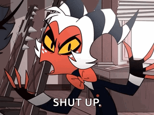 A Cartoon Character Says Shut Up While Holding Something GIF