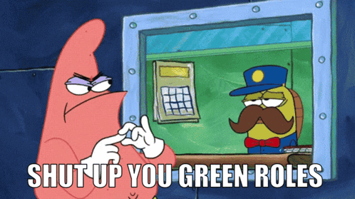 A Cartoon Character Says Shut Up You Green Roles In Front Of Another Character GIF