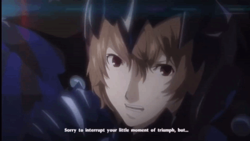 A Cartoon Character Says " Sorry To Interrupt Your Little Moment Of Triumph But ... " GIF