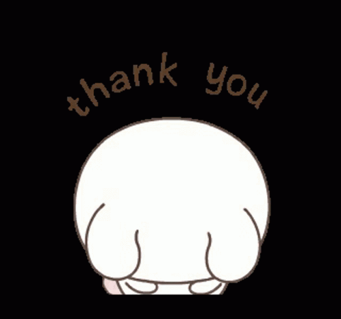 A Cartoon Character Says Thank You With A Smiley Face GIF