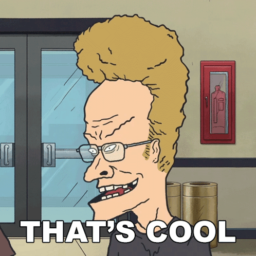 A Cartoon Character Says That 'S Cool In White Letters GIF