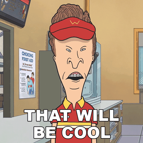 A Cartoon Character Says That Will Be Cool In A Restaurant GIF