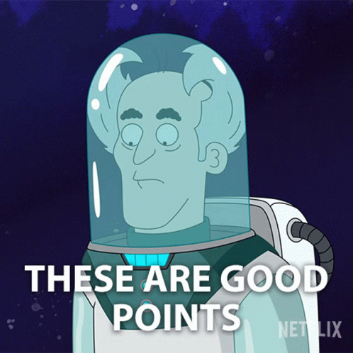 A Cartoon Character Says These Are Good Points On The Bottom GIF