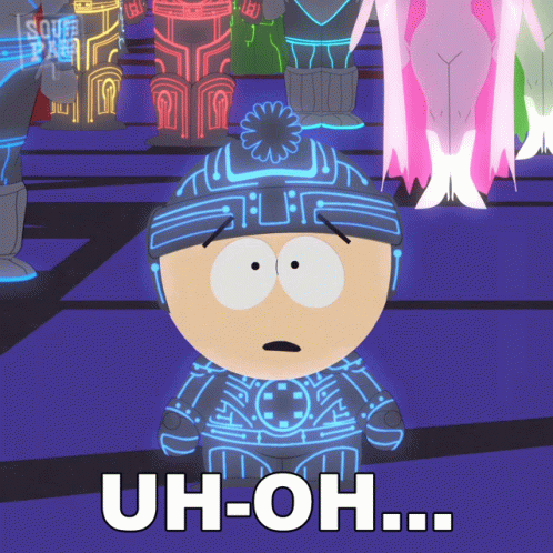 A Cartoon Character Says Uh-Oh In Front Of A Purple Background GIF