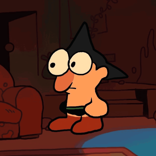 A Cartoon Character Says " Uh Yeah " In Front Of A Couch GIF