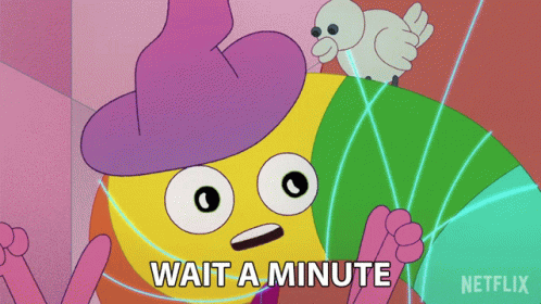 A Cartoon Character Says Wait A Minute With A Bird On His Back GIF