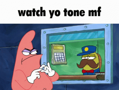 A Cartoon Character Says Watch Yo Tone Mf On The Bottom GIF
