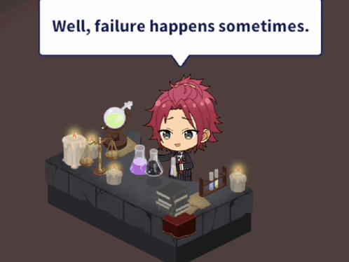 A Cartoon Character Says Well Failure Happens Sometimes In A Speech Bubble GIF