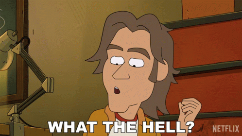 a cartoon character says what the hell in front of a lamp