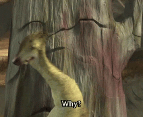 A Cartoon Character Says Why In Front Of A Tree GIF