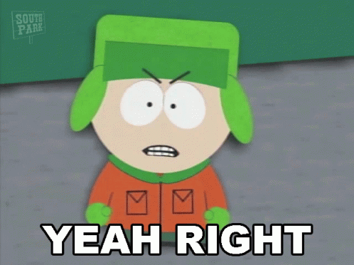 A Cartoon Character Says Yeah Right In Front Of A South Park Logo GIF