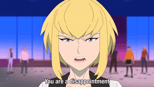 A Cartoon Character Says " You Are A Disappointment " In Front Of A Crowd GIF