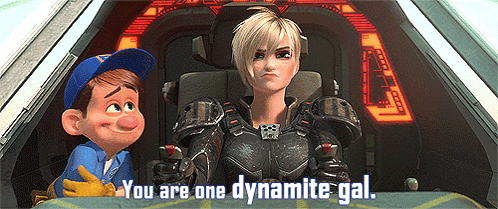 A Cartoon Character Says " You Are One Dynamite Gal " To Another Character GIF