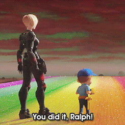 A Cartoon Character Says " You Did It Ralph " To Another Character GIF