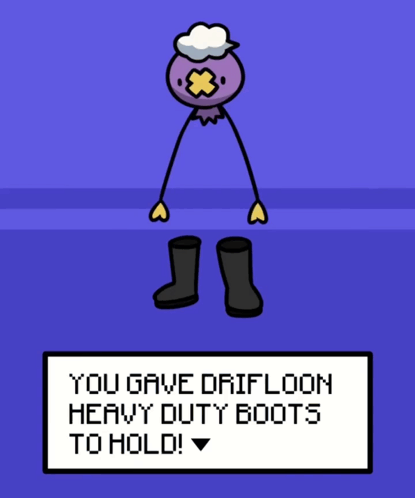 A Cartoon Character Says You Gave Driploon Heavy Duty Boots To Hold On A Purple Background GIF