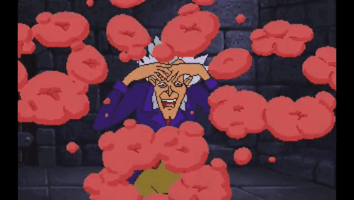 A Cartoon Character Says " You Miserable Little Goody Goody " In Front Of A Brick Wall GIF