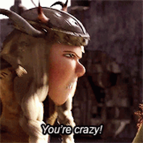 A Cartoon Character Says You 'Re Crazy While Wearing A Helmet GIF