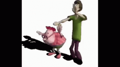 A Cartoon Character , Shaggy , Is Dancing With A Chicken . GIF