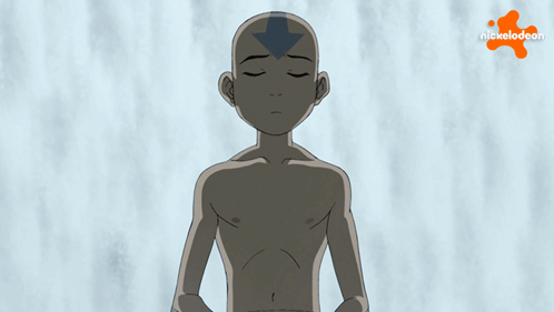 A Cartoon Character Sits In A Lotus Position With A Nickelodeon Logo On The Bottom Right GIF
