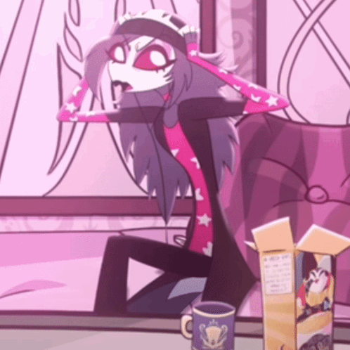 A Cartoon Character Sits On A Couch Next To A Box Of Cereal GIF
