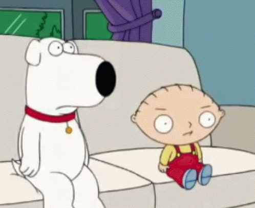 A Cartoon Character Sitting On A Couch With A Dog GIF