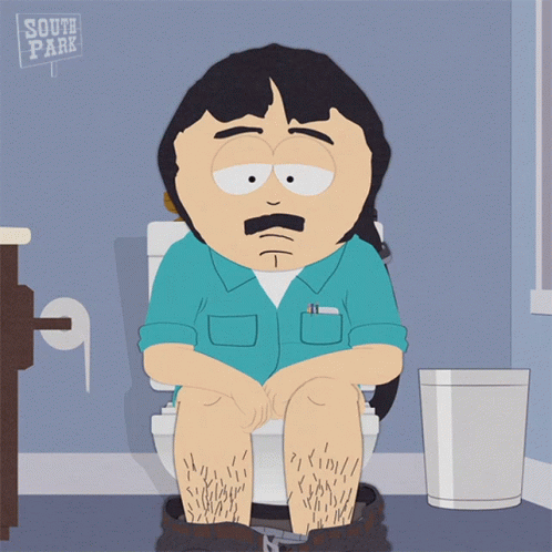 A Cartoon Character Sitting On A Toilet With A South Park Sign Behind Him GIF